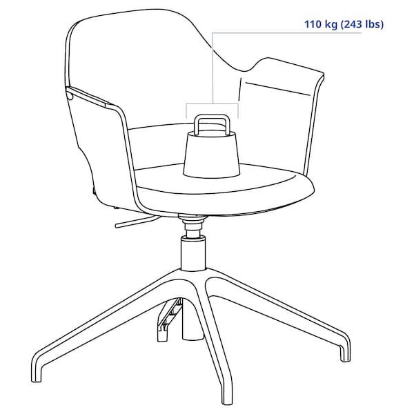 FJÄLLBERGET conference chair with castors, black stained ash veneer/Gunnared dark grey, 71 cm