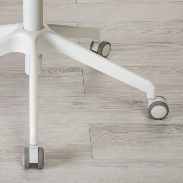 FJÄLLBERGET conference chair with castors, white stained oak veneer/Gunnared beige, 42x86x71 cm