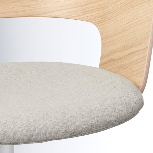 FJÄLLBERGET conference chair with castors, white stained oak veneer/Gunnared beige, 42x86x71 cm