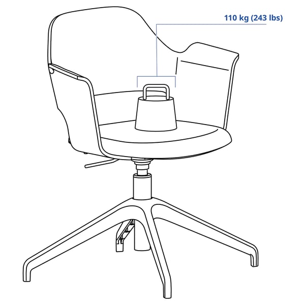 FJÄLLBERGET conference chair with castors, white stained oak veneer/Gunnared beige, 71 cm
