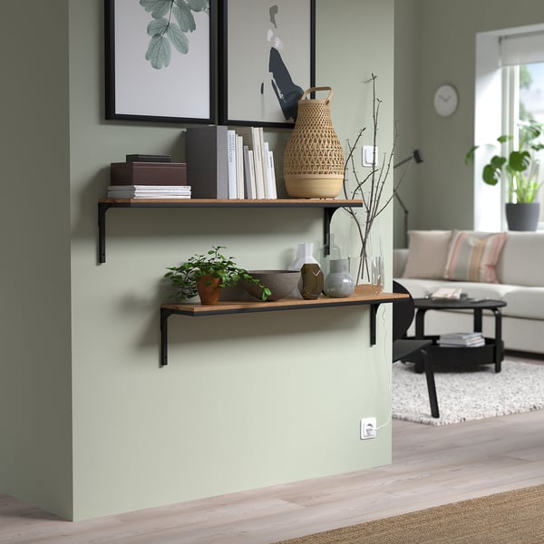 FJÄLLBO wall shelf combination, black, 101 cm