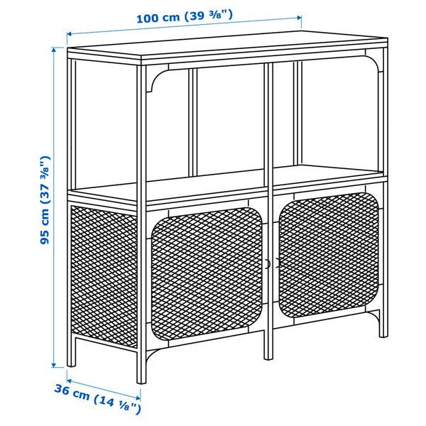 FJÄLLBO - TV storage combination, black, 250x36x95 cm