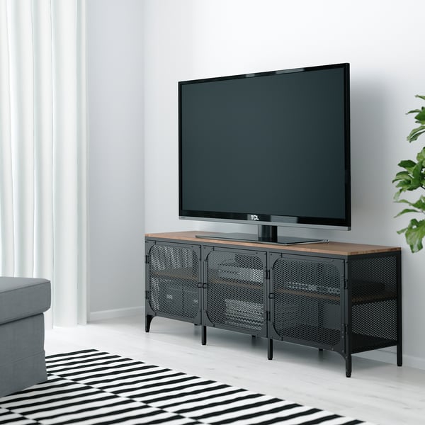 FJÄLLBO - FJÄLLBO TV bench, black, 150x36x54 cm