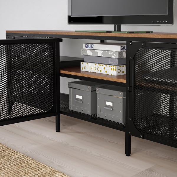 FJÄLLBO - FJÄLLBO TV bench, black, 150x36x54 cm