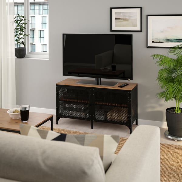 FJÄLLBO TV bench, black, 100x36x54 cm