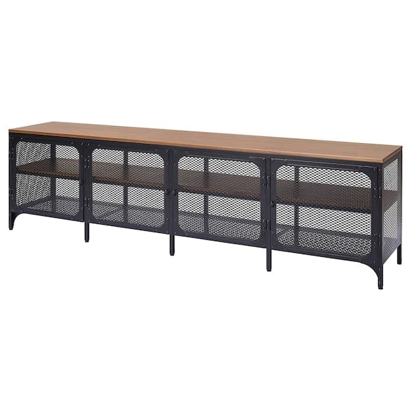 FJÄLLBO - TV bench, black, 198x45x54 cm