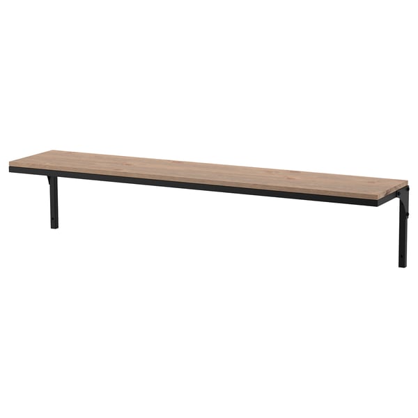 FJÄLLBO wall shelf, black, 101x20 cm