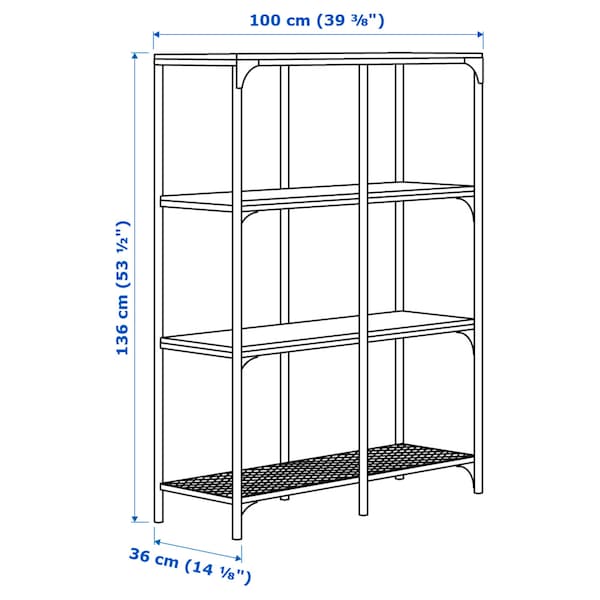 FJÄLLBO - Shelving unit, black, 100x136 cm