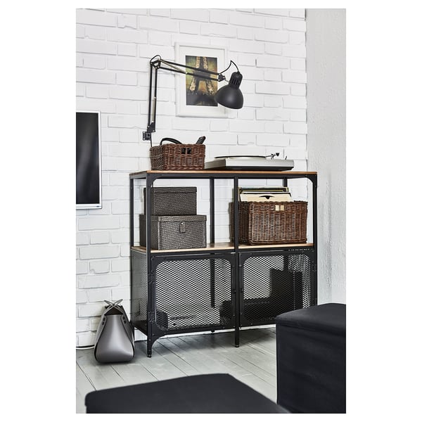 FJÄLLBO shelving unit, black, 100x95 cm