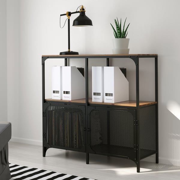FJÄLLBO shelving unit, black, 100x95 cm