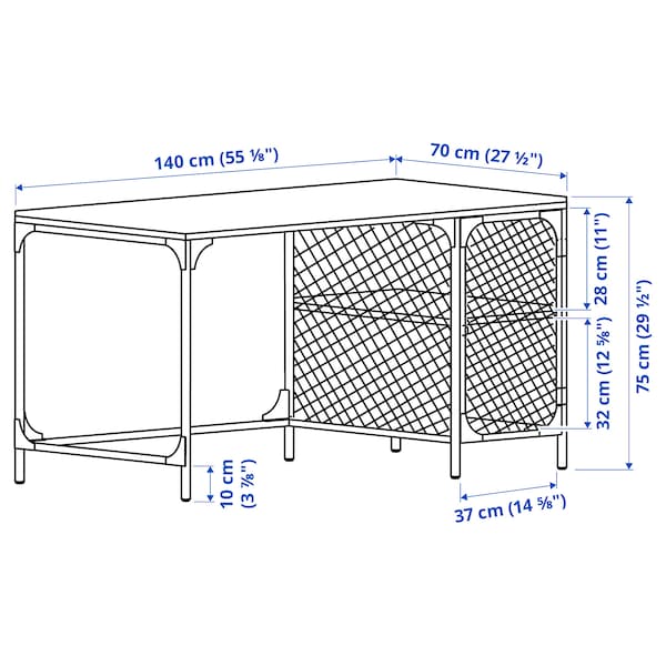 FJÄLLBO - Desk, black, 140x70 cm