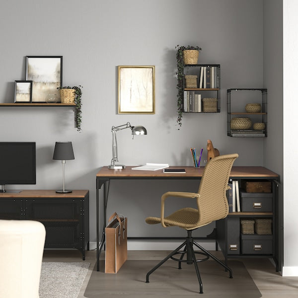 FJÄLLBO - Desk, black,140x70 cm