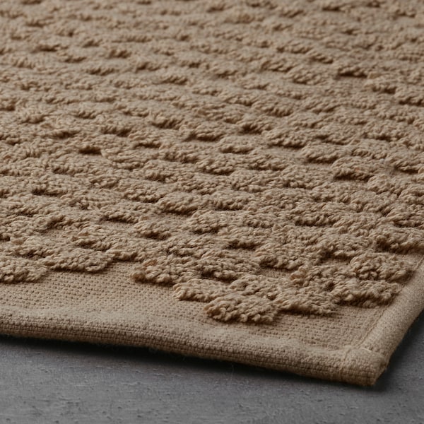 FJÄLLKATTFOT - Bath mat, beige, 50x80 cm