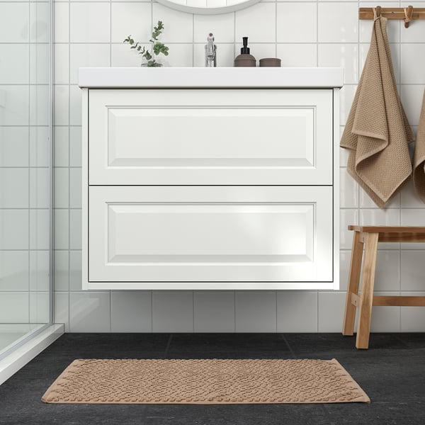 FJÄLLKATTFOT - FJÄLLKATTFOT Bath mat, beige, 50x80 cm