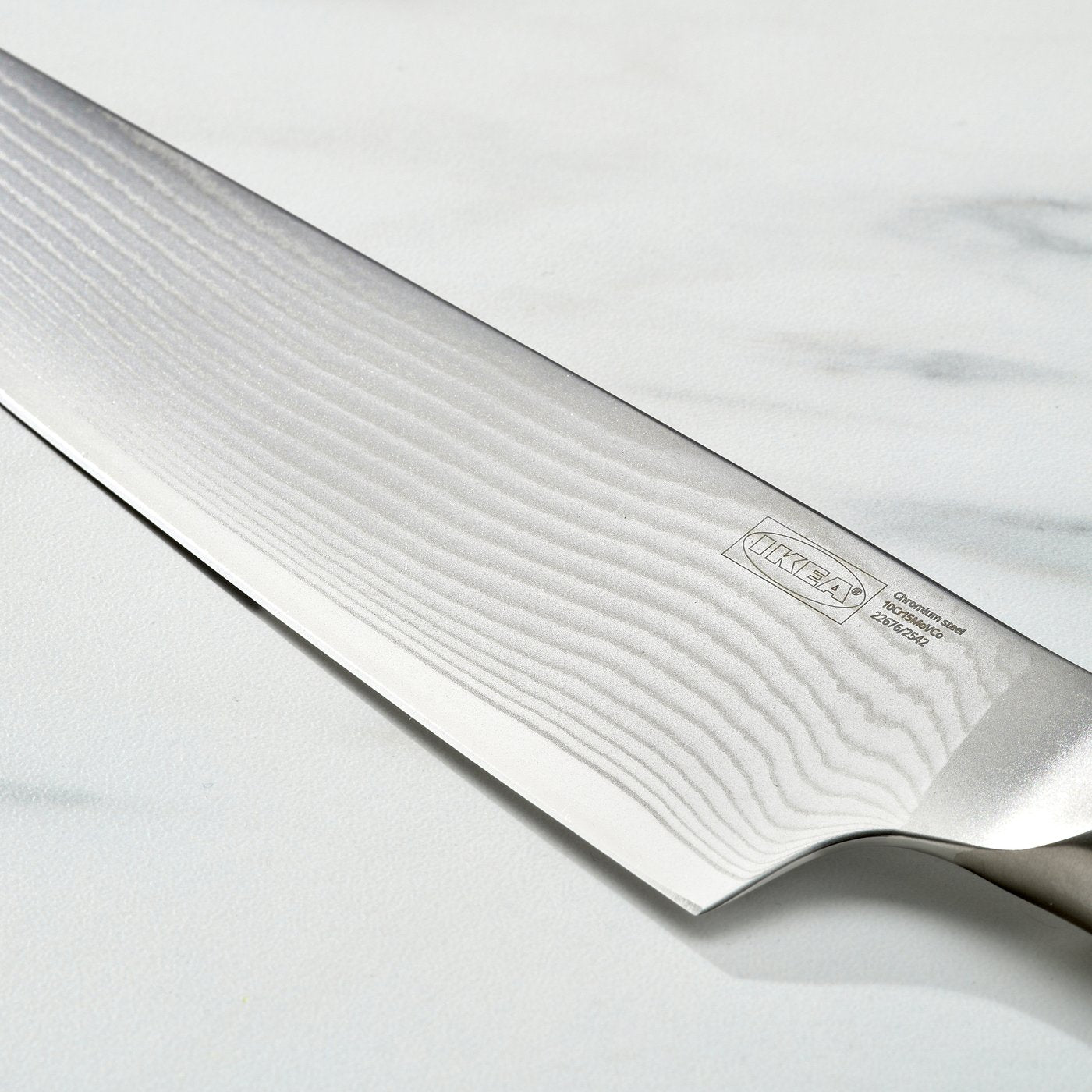 FJÄLLRÖDING cook's knife, damascus steel/black, 22 cm
