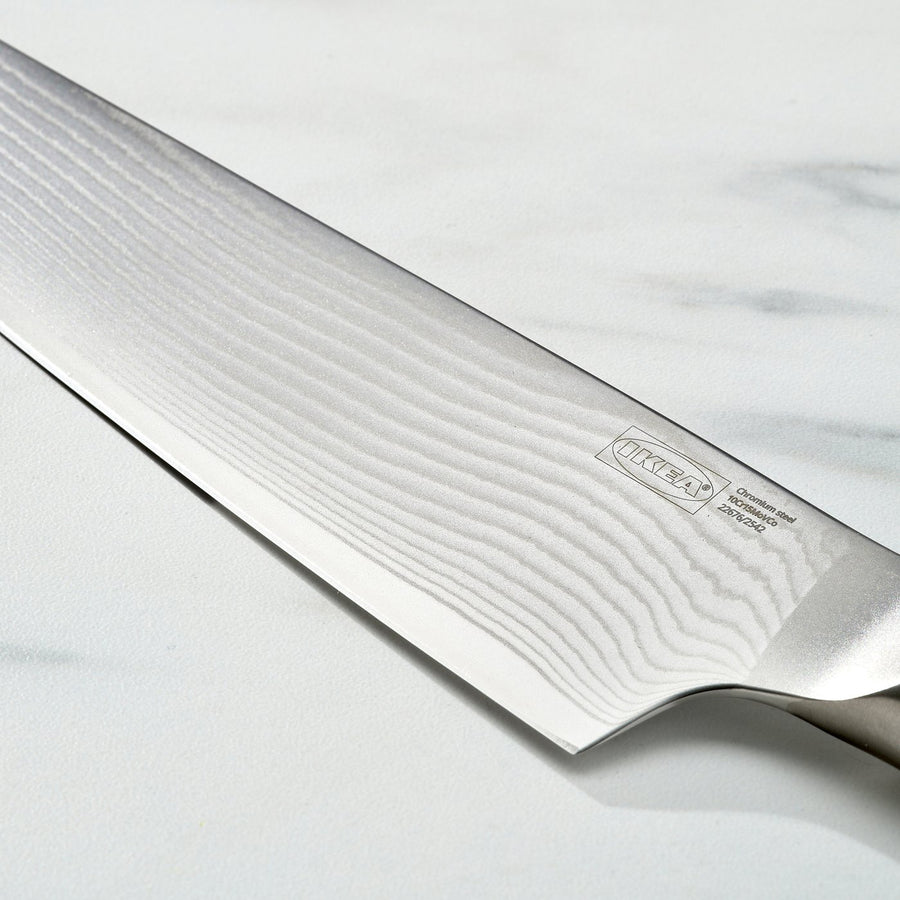 FJÄLLRÖDING cook's knife, damascus steel/black, 22 cm