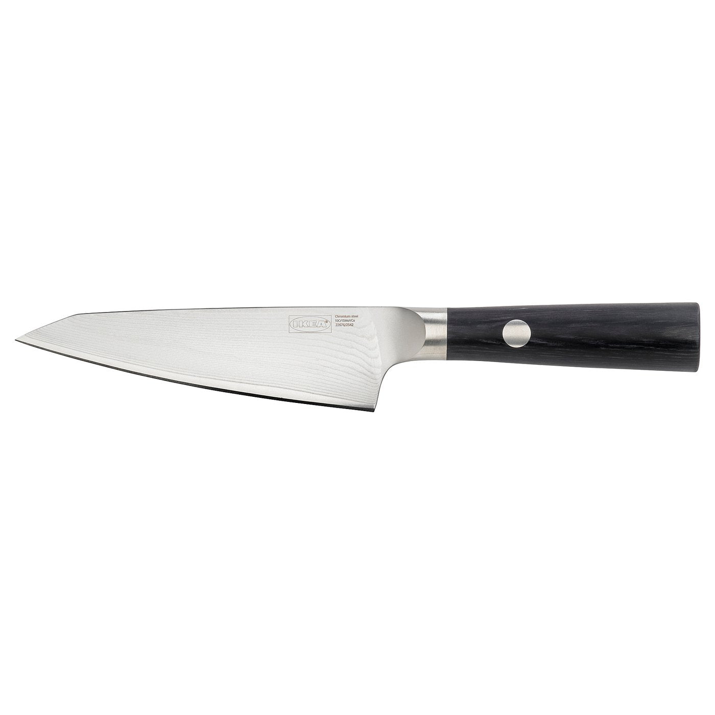 FJÄLLRÖDING utility knife, damascus steel/black, 14 cm