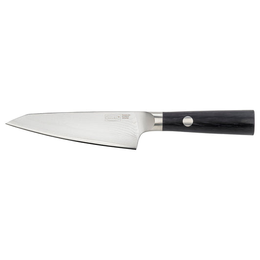 FJÄLLRÖDING utility knife, damascus steel/black, 14 cm