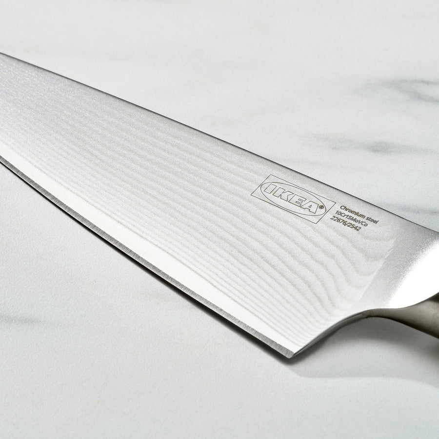 FJÄLLRÖDING utility knife, damascus steel/black, 14 cm
