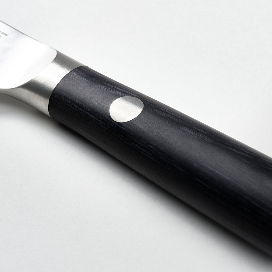 FJÄLLRÖDING utility knife, damascus steel/black, 14 cm