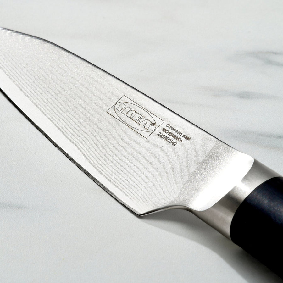 FJÄLLRÖDING paring knife, damascus steel/black, 10 cm