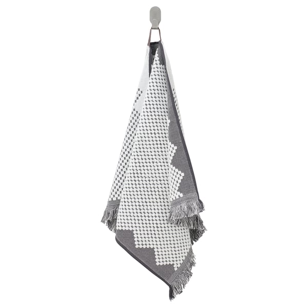 FJÄLLSTARR - FJÄLLSTARR Hand towel, white/grey, 50x100 cm