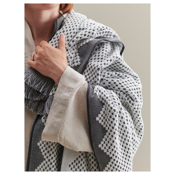 FJÄLLSTARR - FJÄLLSTARR Bath towel, white/grey, 70x140 cm