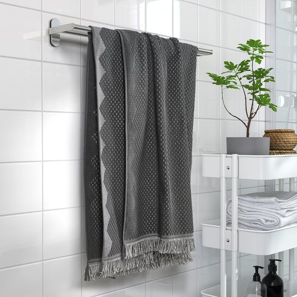 FJÄLLSTARR - Bath towel, dark grey,100x150 cm