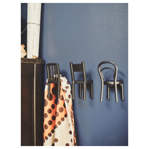 FJANTIG hook, black, 3 pack