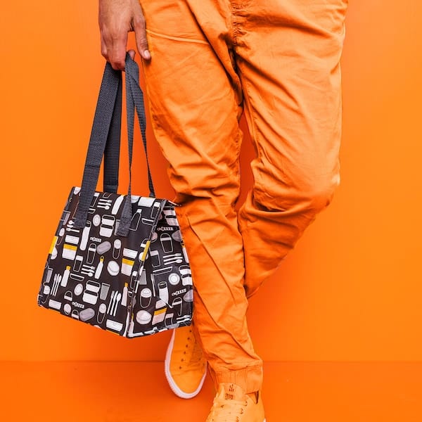 Ikea FLADDRIG - Lunch bag, patterned grey, 25x16x27 cm