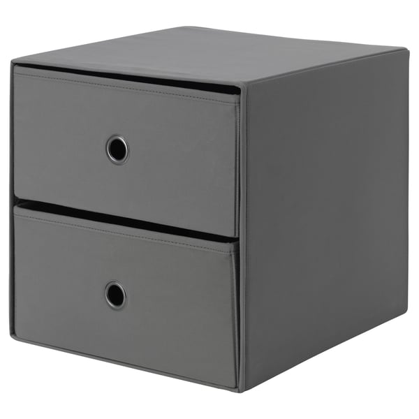 FLARRA mini chest with 2 drawers, dark grey, 33x38 cm