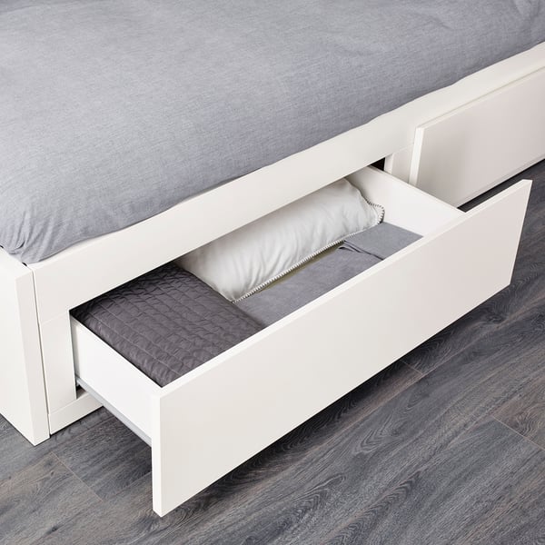 FLEKKE day-bed w 2 drawers/2 mattresses, white/Åfjäll medium firm, 80x200 cm