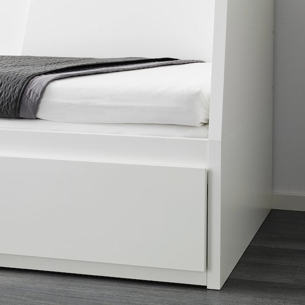 FLEKKE - Sofa bed/2 drawers/2 mattresses, white/Åfjäll semi-rigid, , 80x200 cm