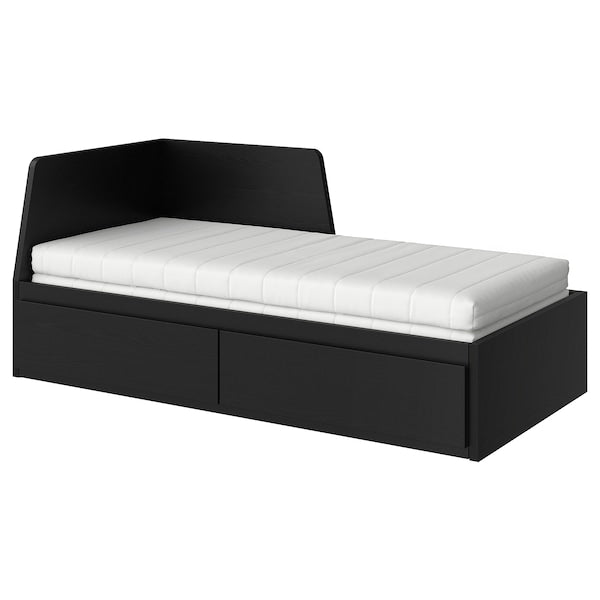 FLEKKE day-bed w 2 drawers/2 mattresses, white/Åfjäll firm, 80x200 cm