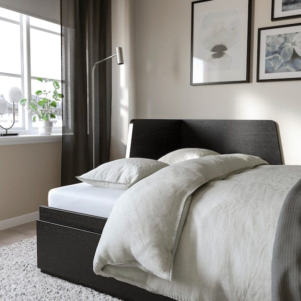 Ikea FLEKKE - Sofa bed/2 drawers/2 mattresses, brown-black/Ågotnes rigid, 80x200 cm ,