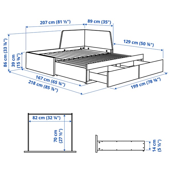 FLEKKE day-bed w 2 drawers/2 mattresses, black-brown/Vannareid extra firm, 80x200 cm