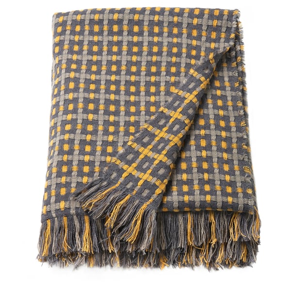 FLIKBRUNÖRT throw, check pattern, 130x170 cm