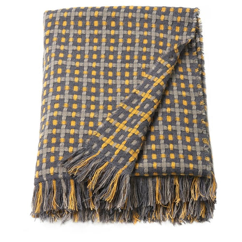FLIKBRUNÖRT throw, check pattern, 130x170 cm