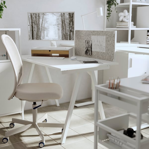 FLINTAN office chair, beige, 71x114x71 cm