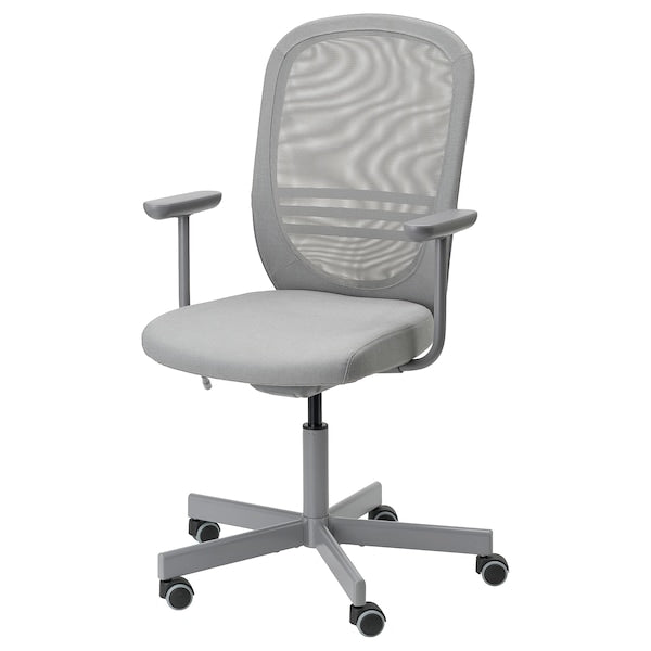 FLINTAN - Office chair with armrests, Diseröd grey