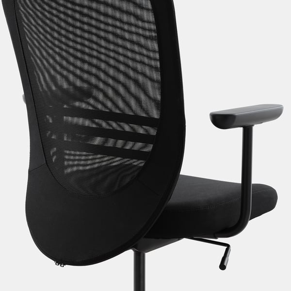 FLINTAN office chair with armrests, black, 71 cm