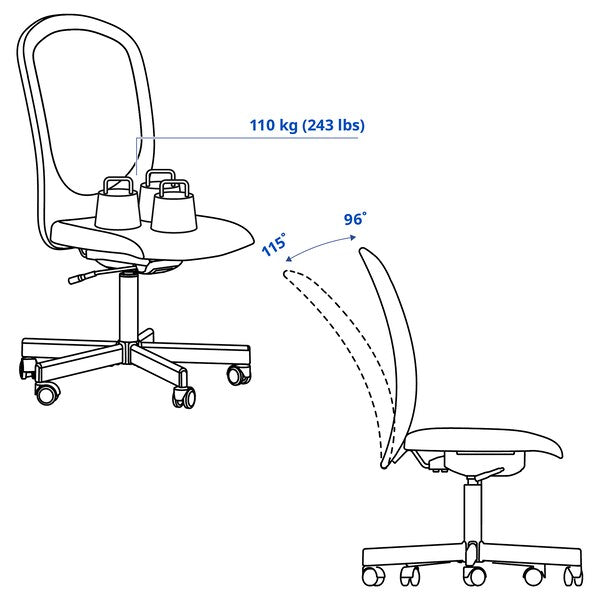 FLINTAN - Office chair, Diseröd grey