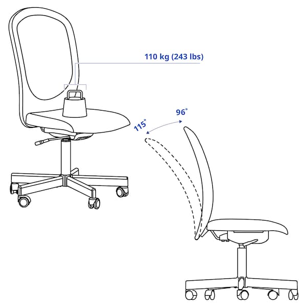 FLINTAN office chair, Diseröd grey, 46x114x71 cm