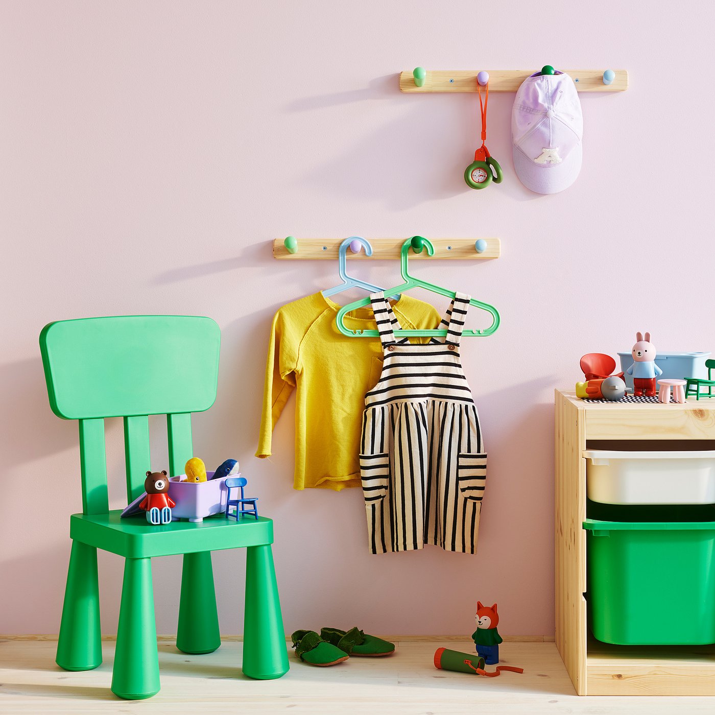 FLISAT knob rack with 4 knobs, 47x4.5 cm