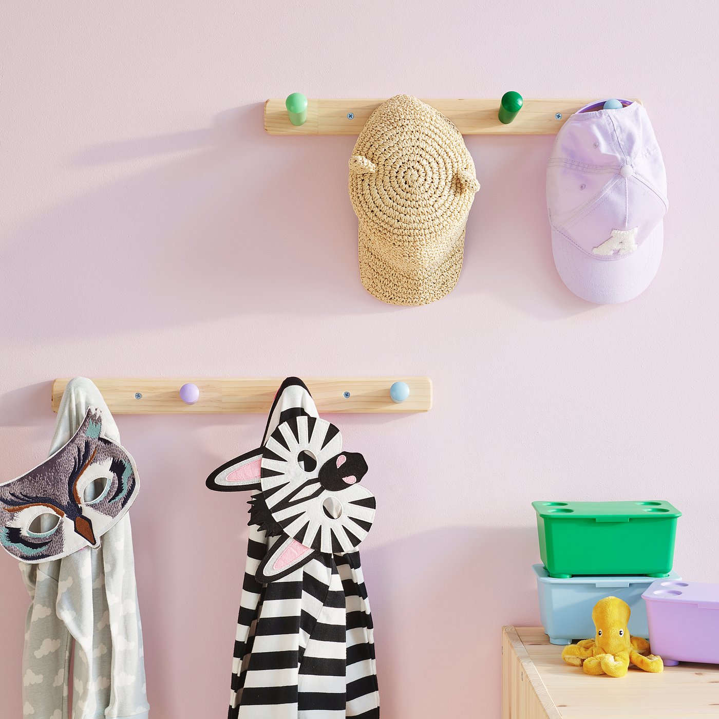 FLISAT knob rack with 4 knobs, 47x4.5 cm