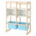 FLISAT open storage combination, light white stained pine white/light blue, 88x38x117 cm