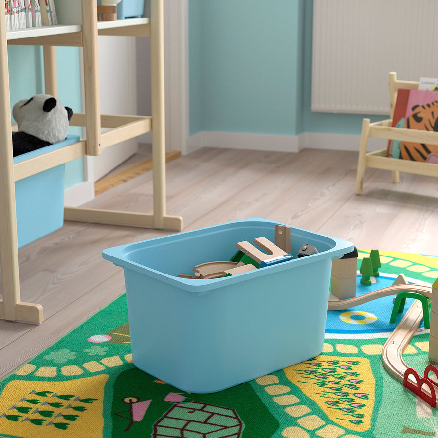 FLISAT open storage combination, light white stained pine white/light blue, 88x38x117 cm