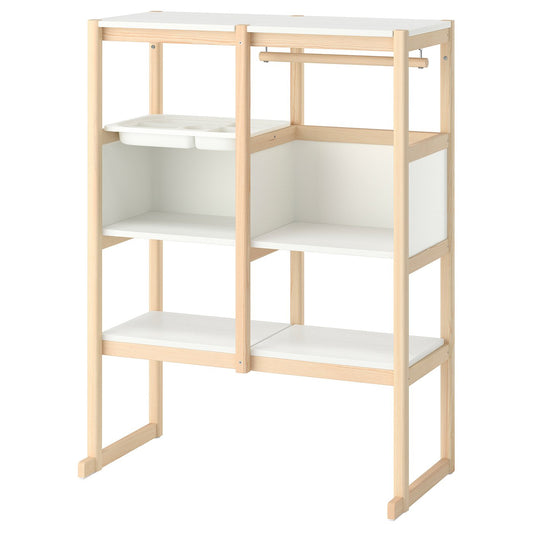 FLISAT open storage combination, light white stained pine white/white, 88x38x117 cm
