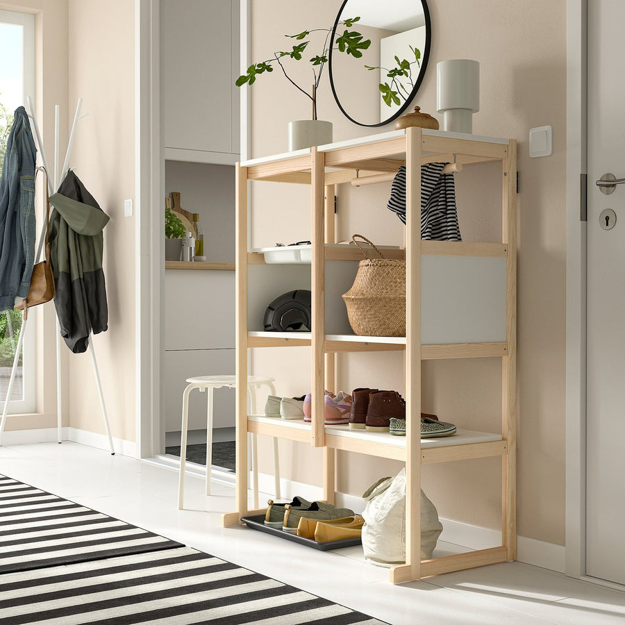FLISAT open storage combination, light white stained pine white/white, 88x38x117 cm