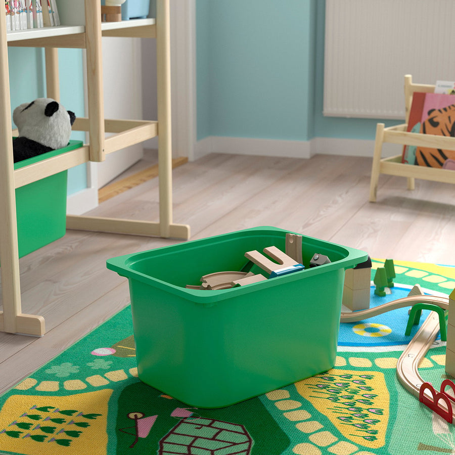 FLISAT open storage combination, light white stained pine white/bright green, 88x38x117 cm